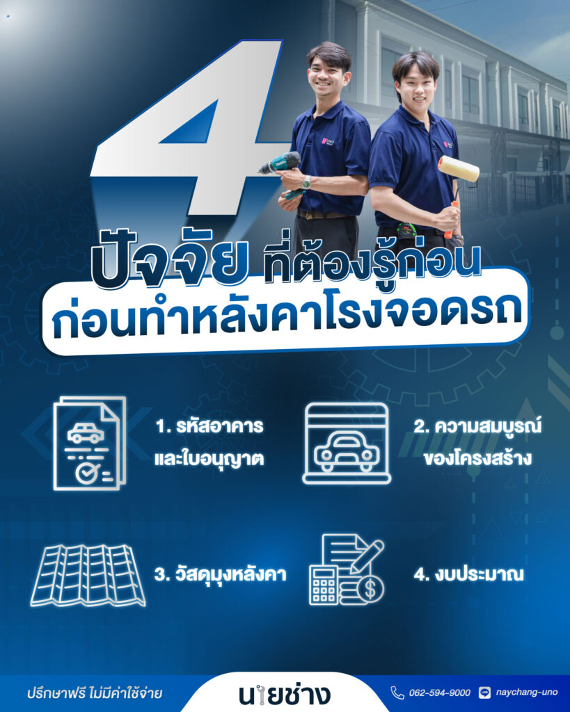 4 ปัจจัยที่ต้องรู้ก่อนทำหลังคาที่จอดรถ 2566